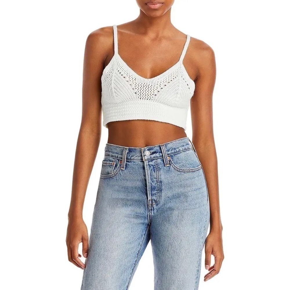 Aqua Crochet Knit Cropped Cami Medium